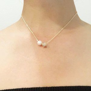 14K Gold delicate pearl Necklace, freshwater pearl